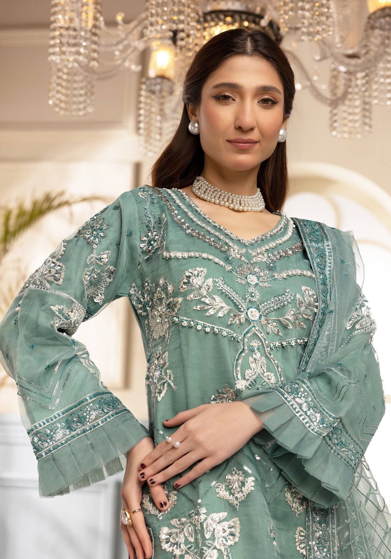 ZARA SHAH ORGANZA EMBROIDERED 3PC READYMADE ZS032