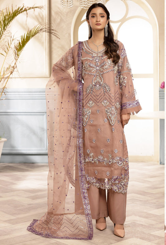 ZARA SHAH ORGANZA EMBROIDERED 3PC READYMADE ZS031