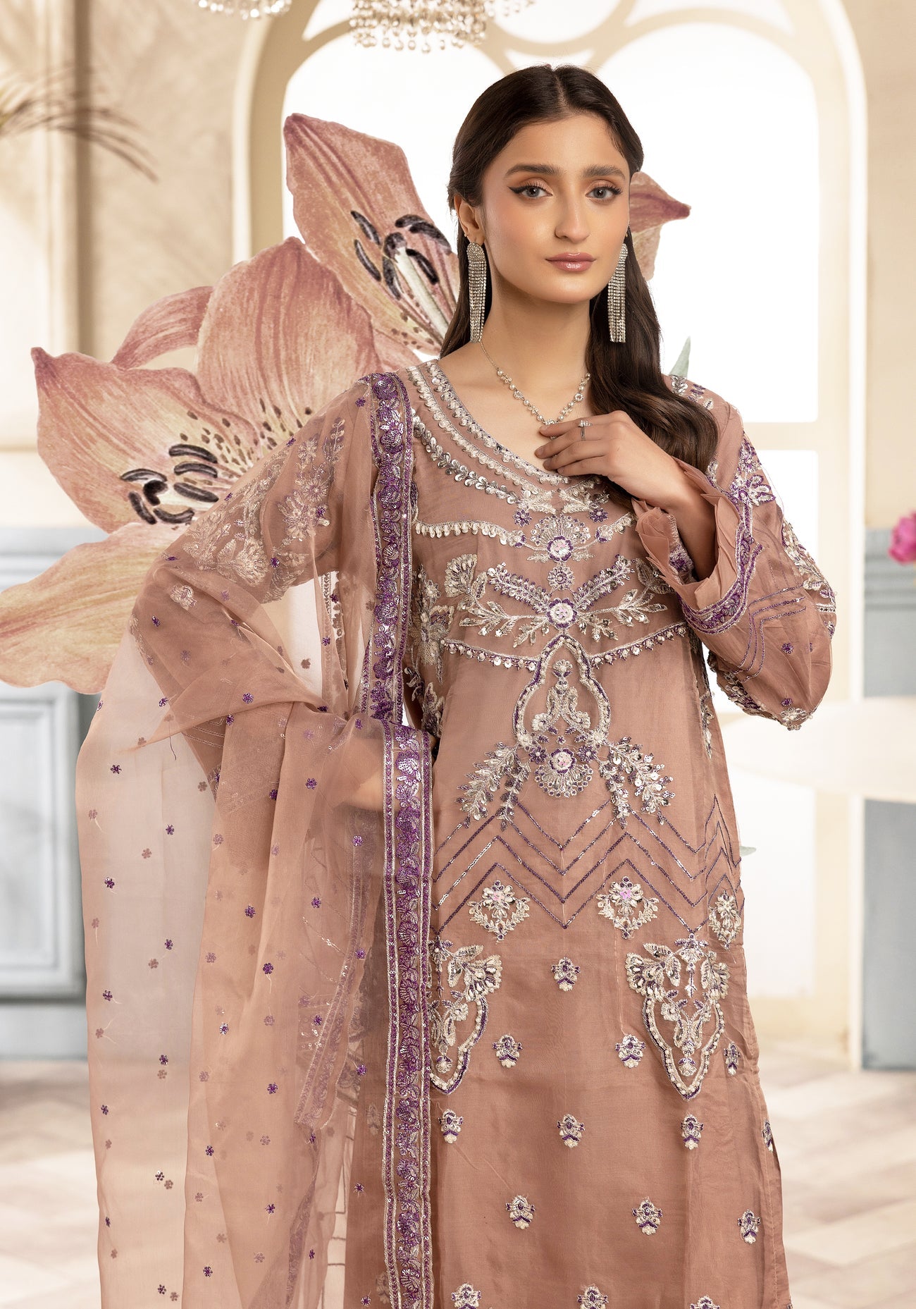 ZARA SHAH ORGANZA EMBROIDERED 3PC READYMADE ZS031