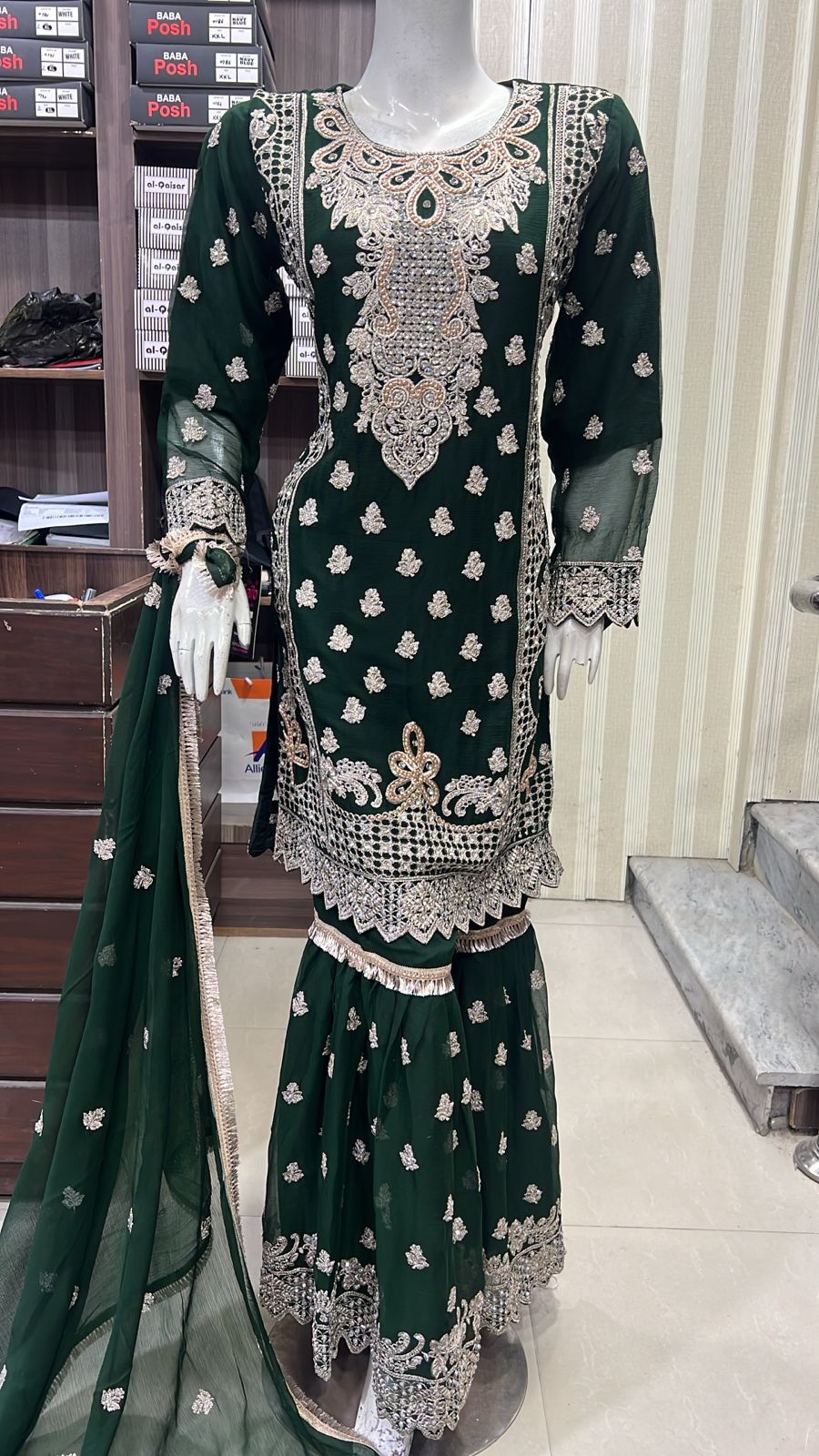 Shazaib Embroidered Chiffon 3-Piece – Mummy & Me Ledies yellow OutfitSHZ08