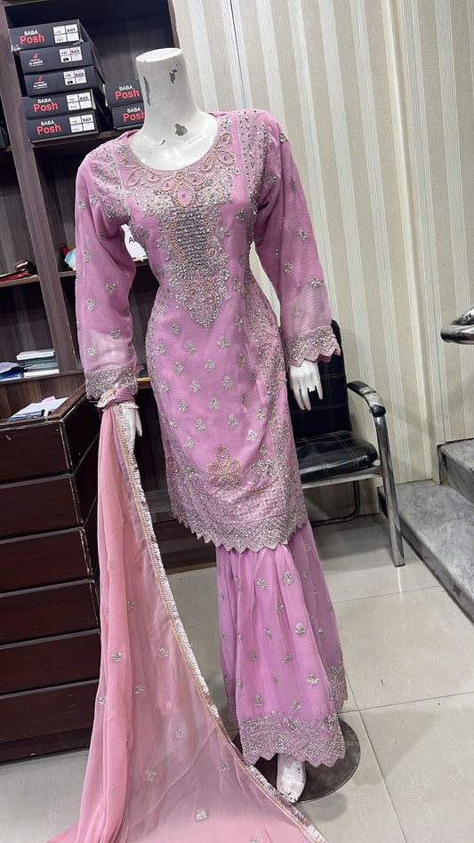 Shazaib Embroidered Chiffon 3-Piece – Mummy & Me Ledies yellow OutfitSHZ05