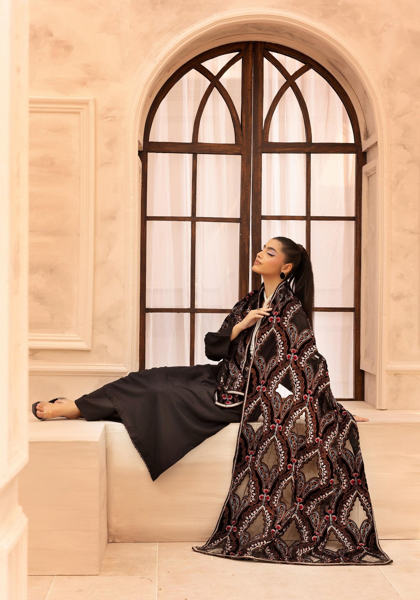 Hanna Dhanak 3PC Embroidered Readymade Suit with Velvet Shawl SHD21