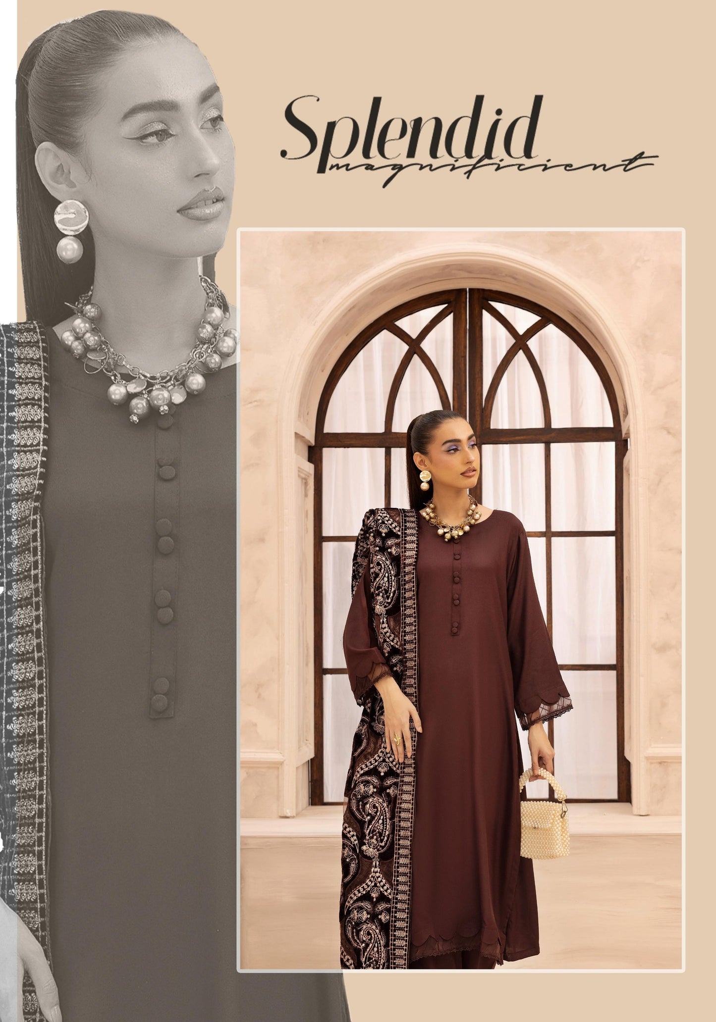 Hanna Dhanak 3PC Embroidered Readymade Suit with Velvet Shawl SHD23