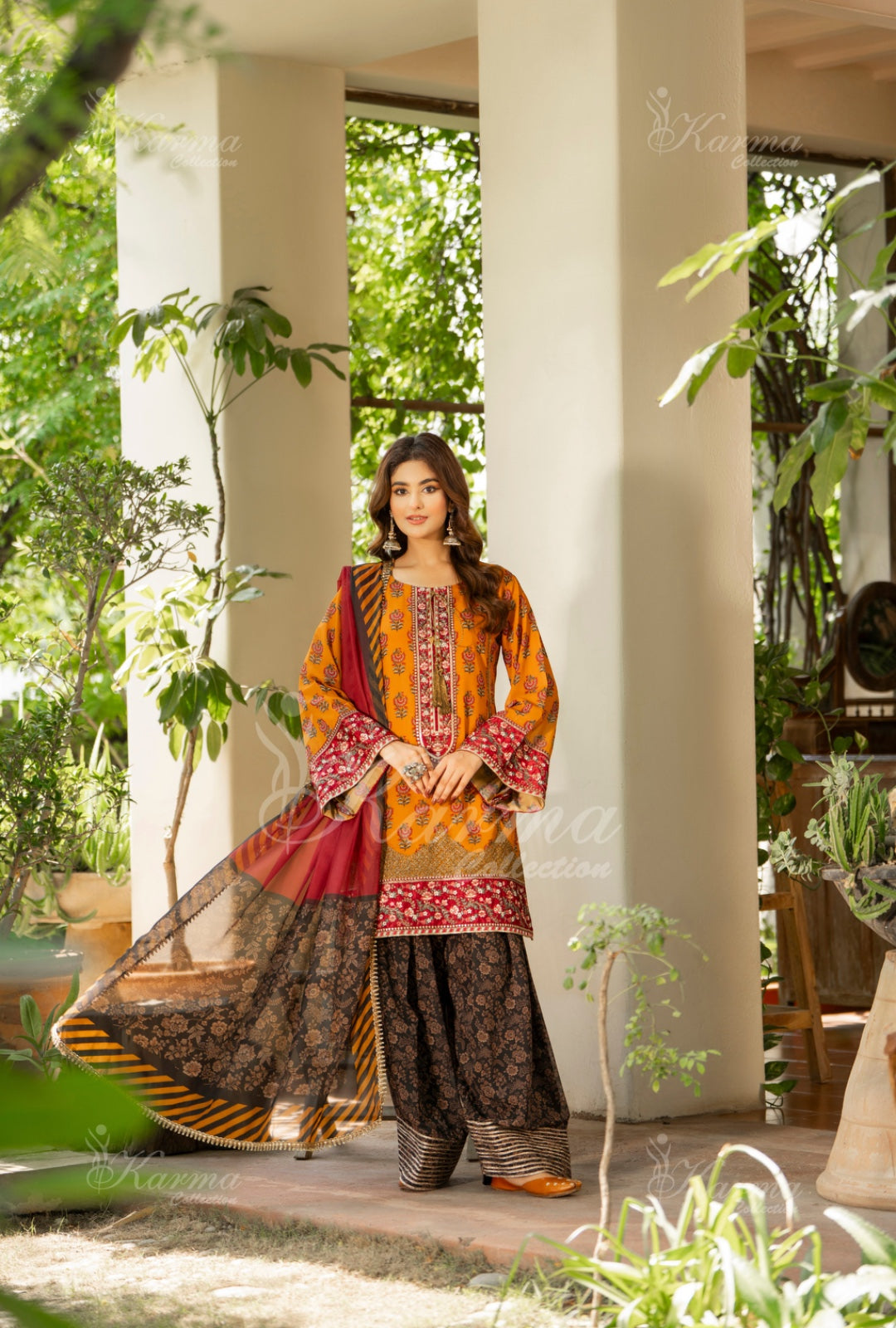 Karma Embroidered Shirt with Matte Thread Work KNC 10