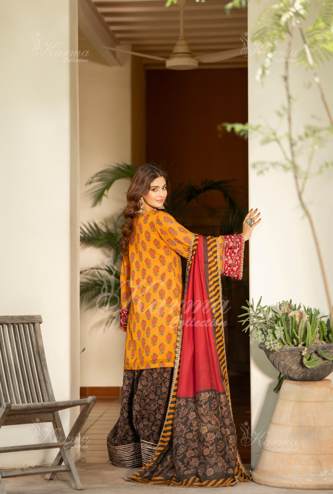 Karma Embroidered Shirt with Matte Thread Work KNC 10