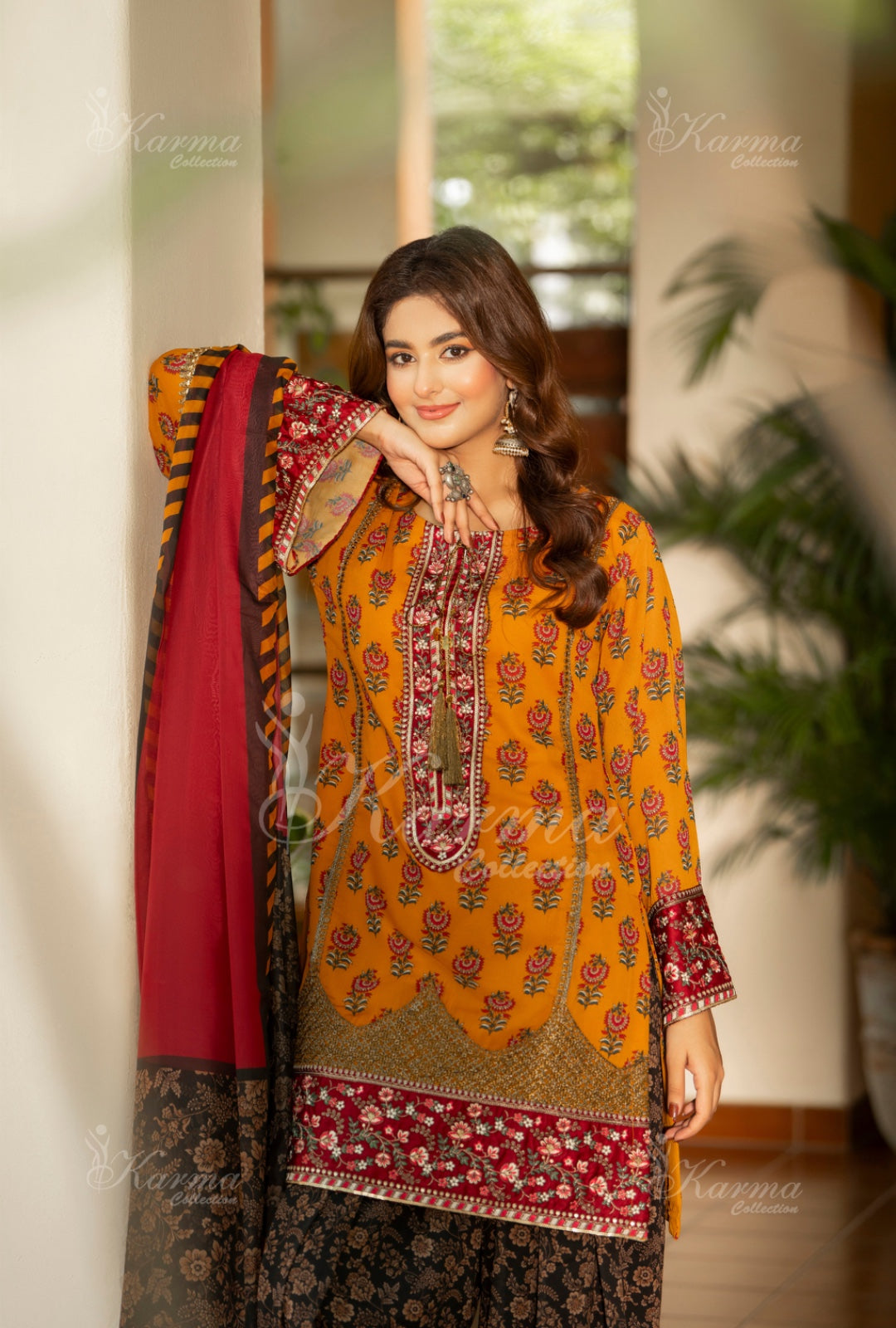 Karma Embroidered Shirt with Matte Thread Work KNC 10