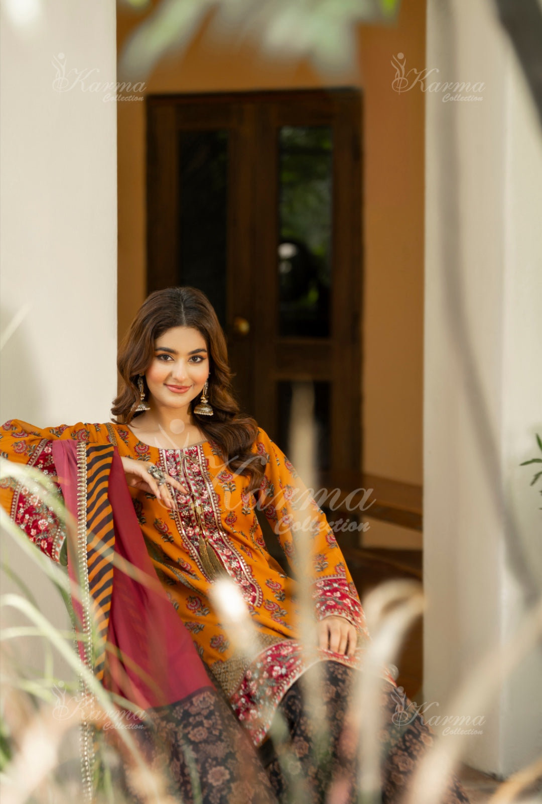 Karma Embroidered Shirt with Matte Thread Work KNC 10