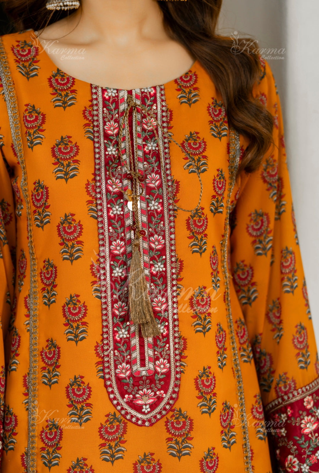 Karma Embroidered Shirt with Matte Thread Work KNC 10