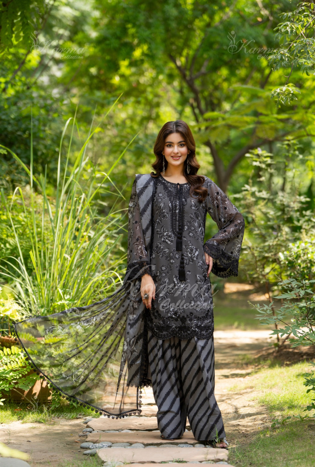 Karma Embroidered  Shirt with Matte Thread Work KNC11