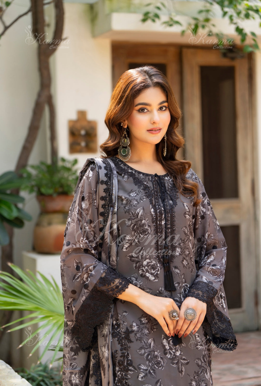 Karma Embroidered  Shirt with Matte Thread Work KNC11
