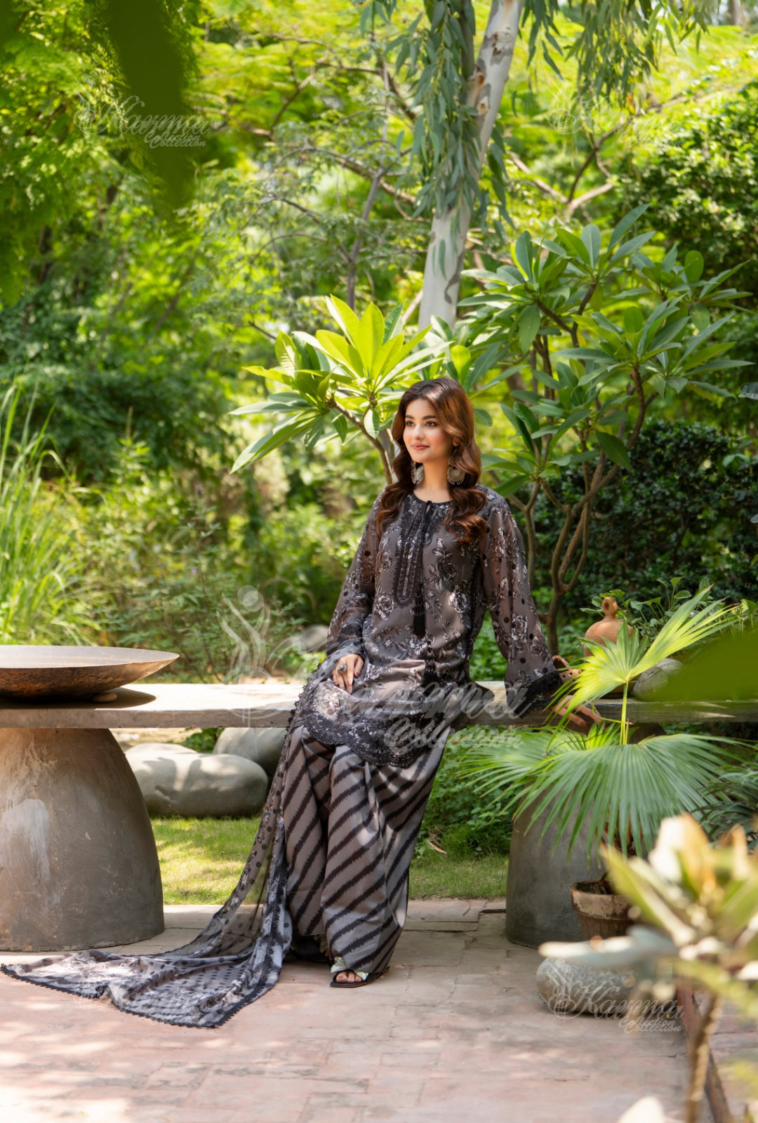 Karma Embroidered  Shirt with Matte Thread Work KNC11