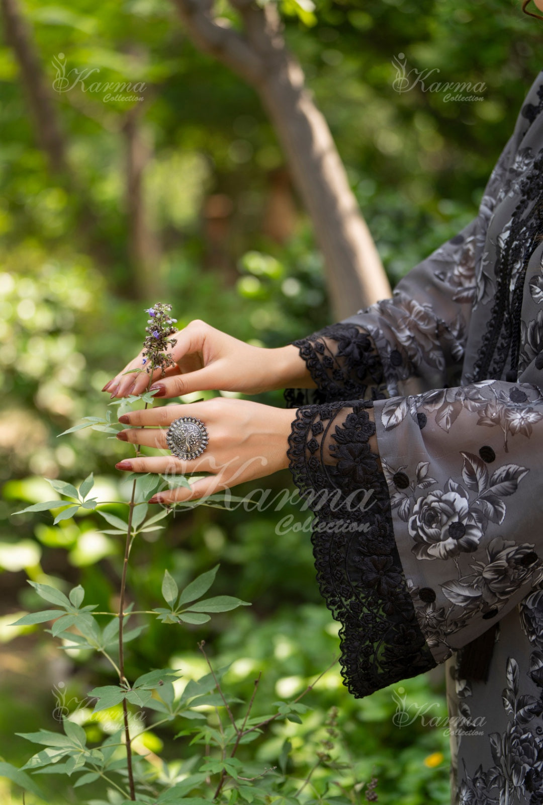 Karma Embroidered  Shirt with Matte Thread Work KNC11