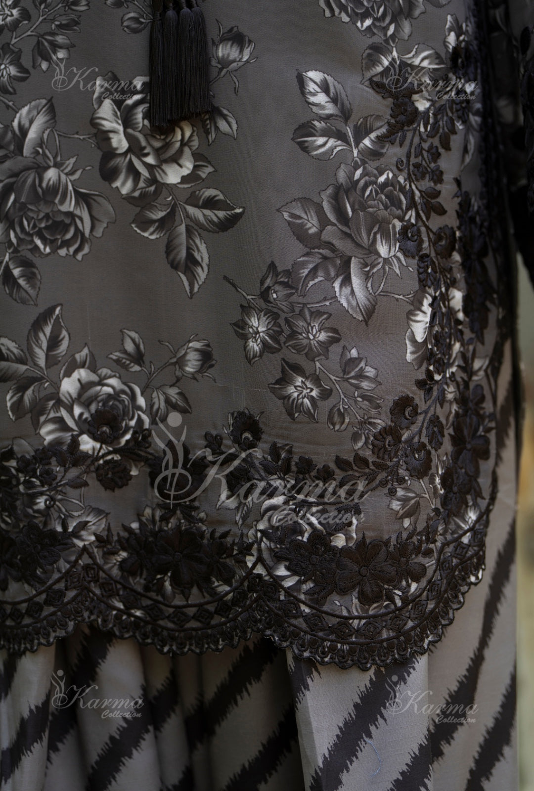 Karma Embroidered  Shirt with Matte Thread Work KNC11