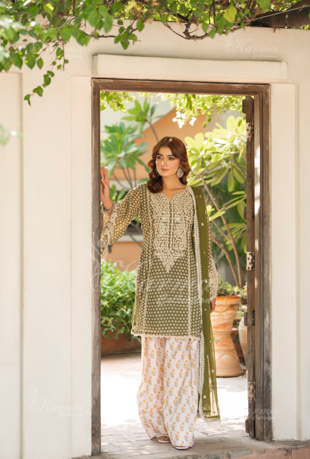 Karma Embroidered Shirt with Matte Thread Work KNC01