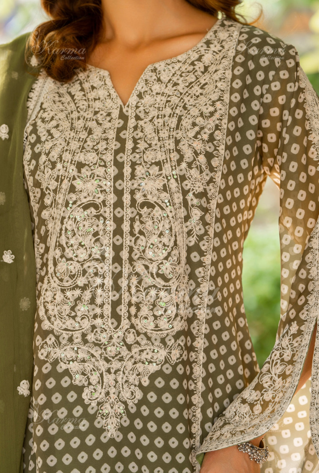 Karma Embroidered Shirt with Matte Thread Work KNC01