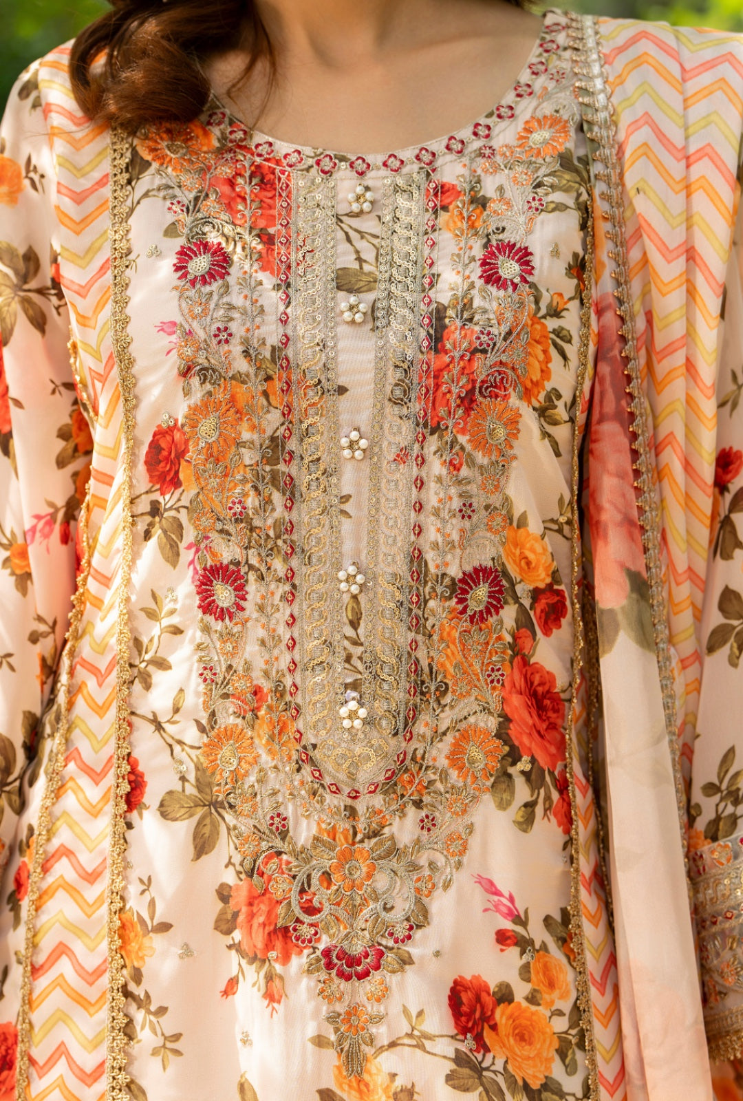 Karma Embroidered Shirt with Matte Thread Work KNC02