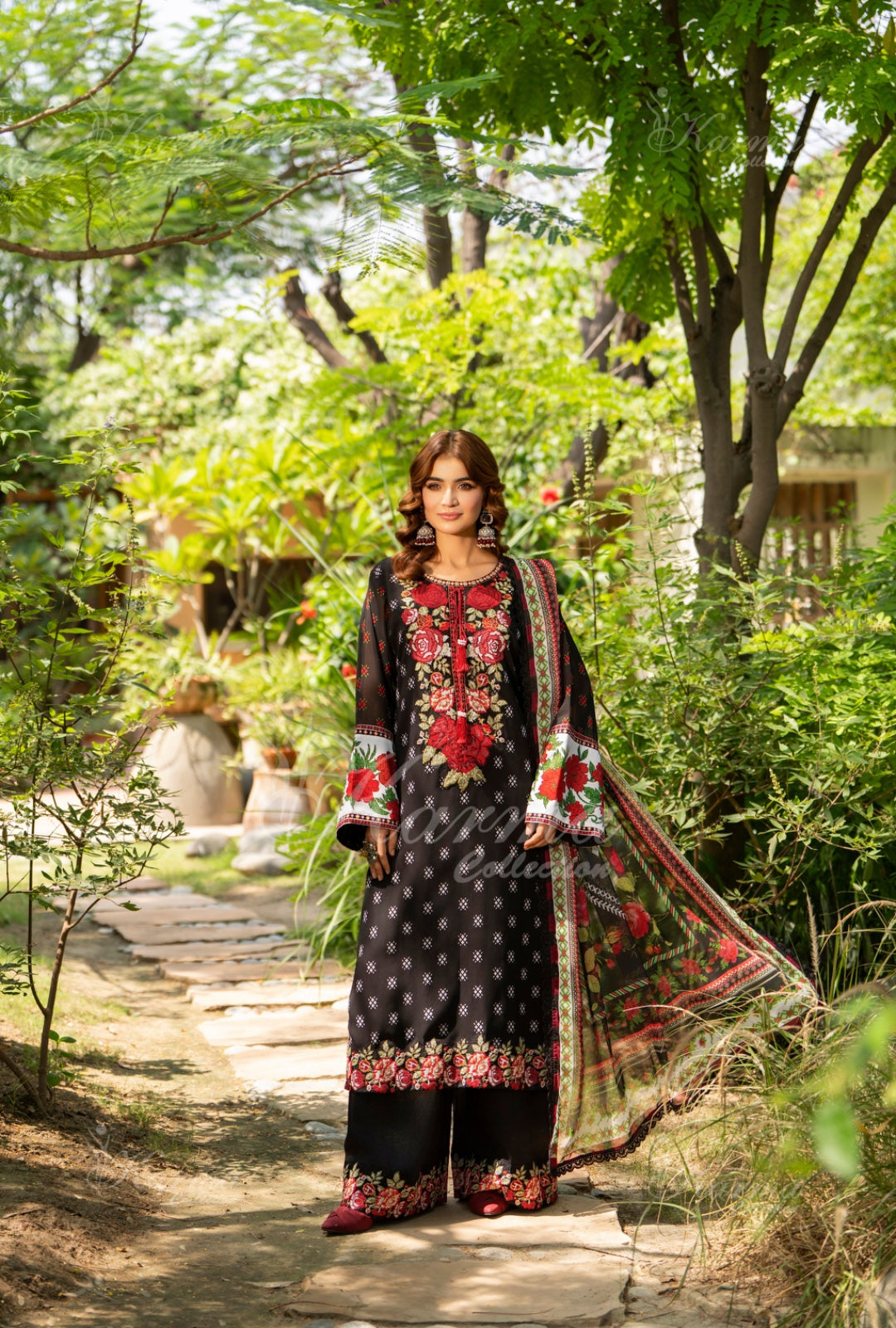 Karma Embroidered  Shirt with Matte Thread Work KNC03