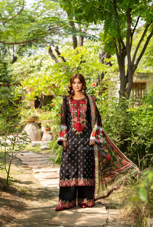 Karma Embroidered  Shirt with Matte Thread Work KNC03