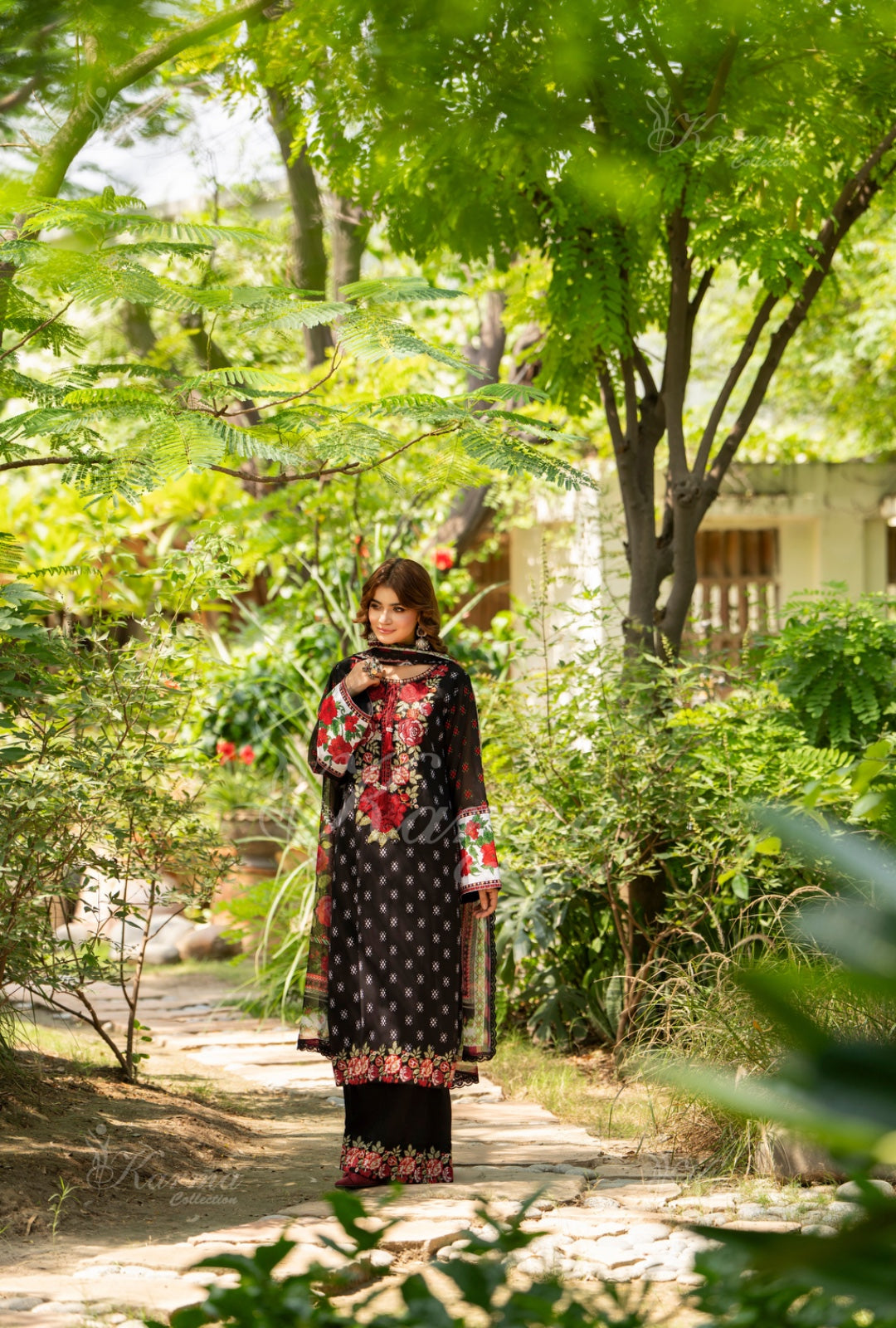 Karma Embroidered  Shirt with Matte Thread Work KNC03