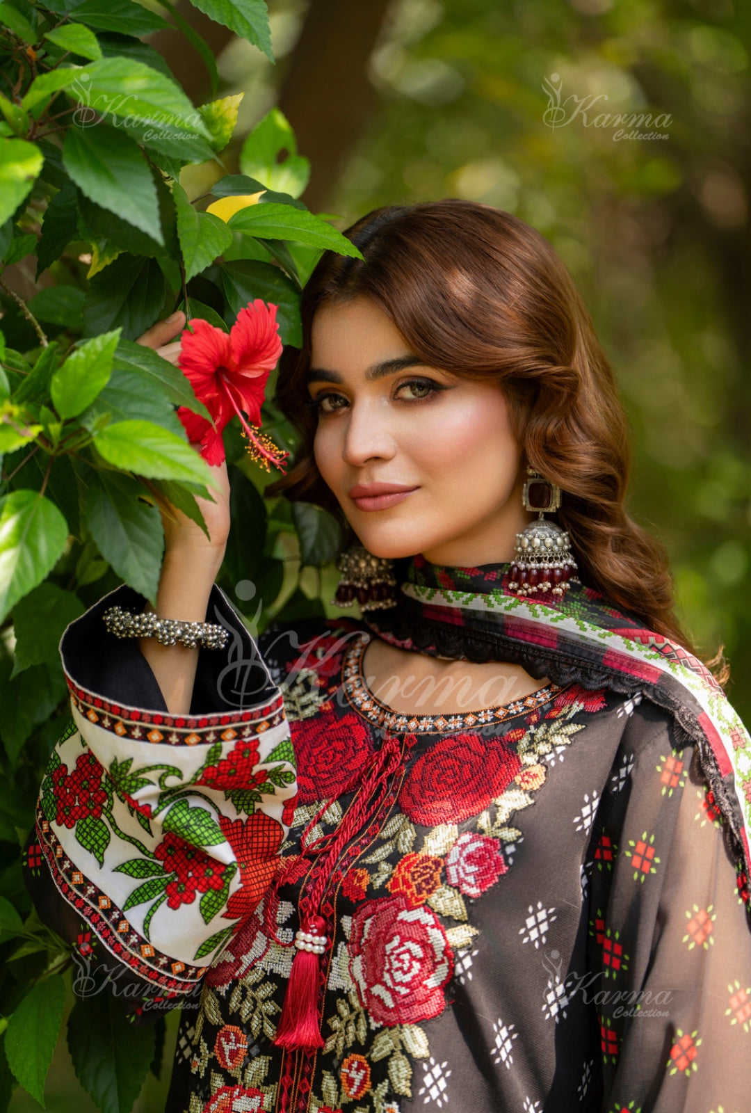 Karma Embroidered  Shirt with Matte Thread Work KNC03