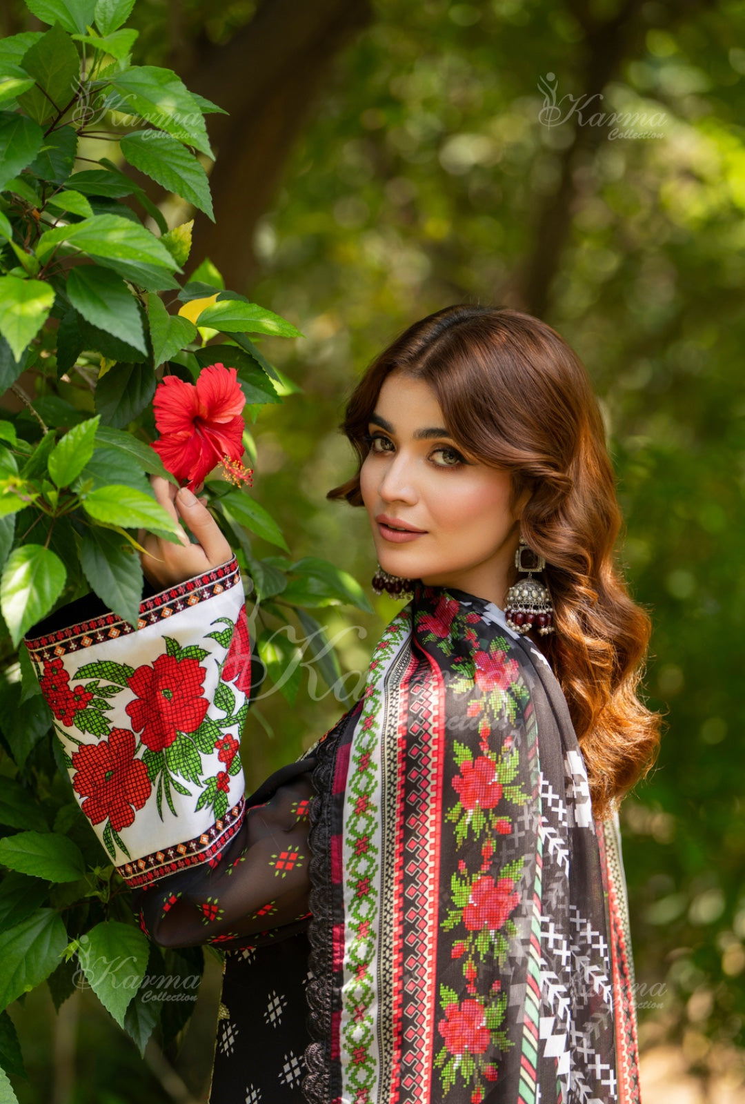 Karma Embroidered  Shirt with Matte Thread Work KNC03