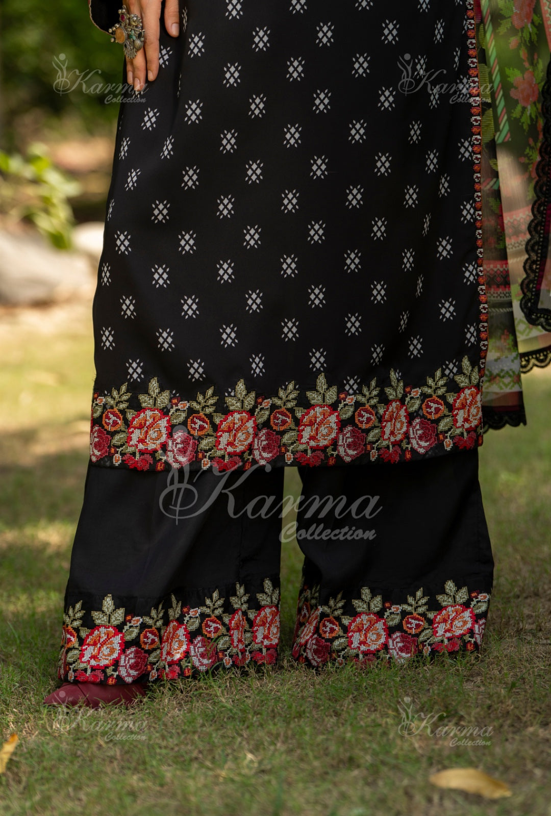 Karma Embroidered  Shirt with Matte Thread Work KNC03