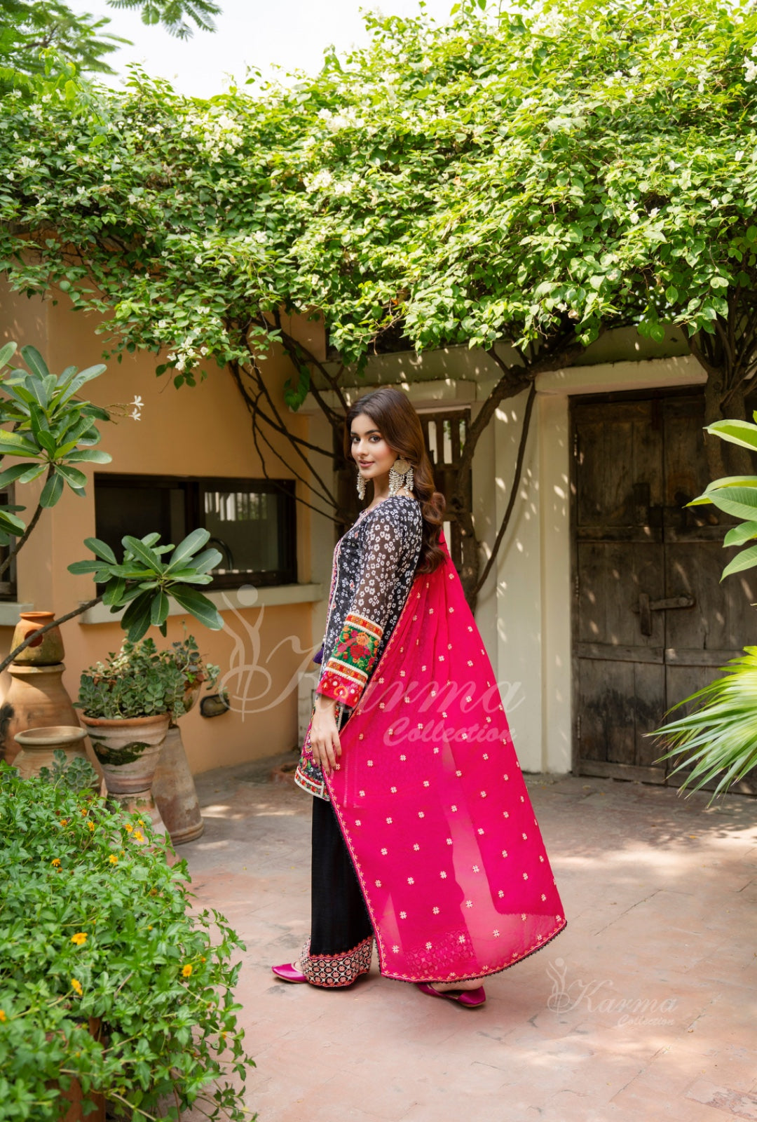 Karma Embroidered  Shirt with Matte Thread Work KNC04