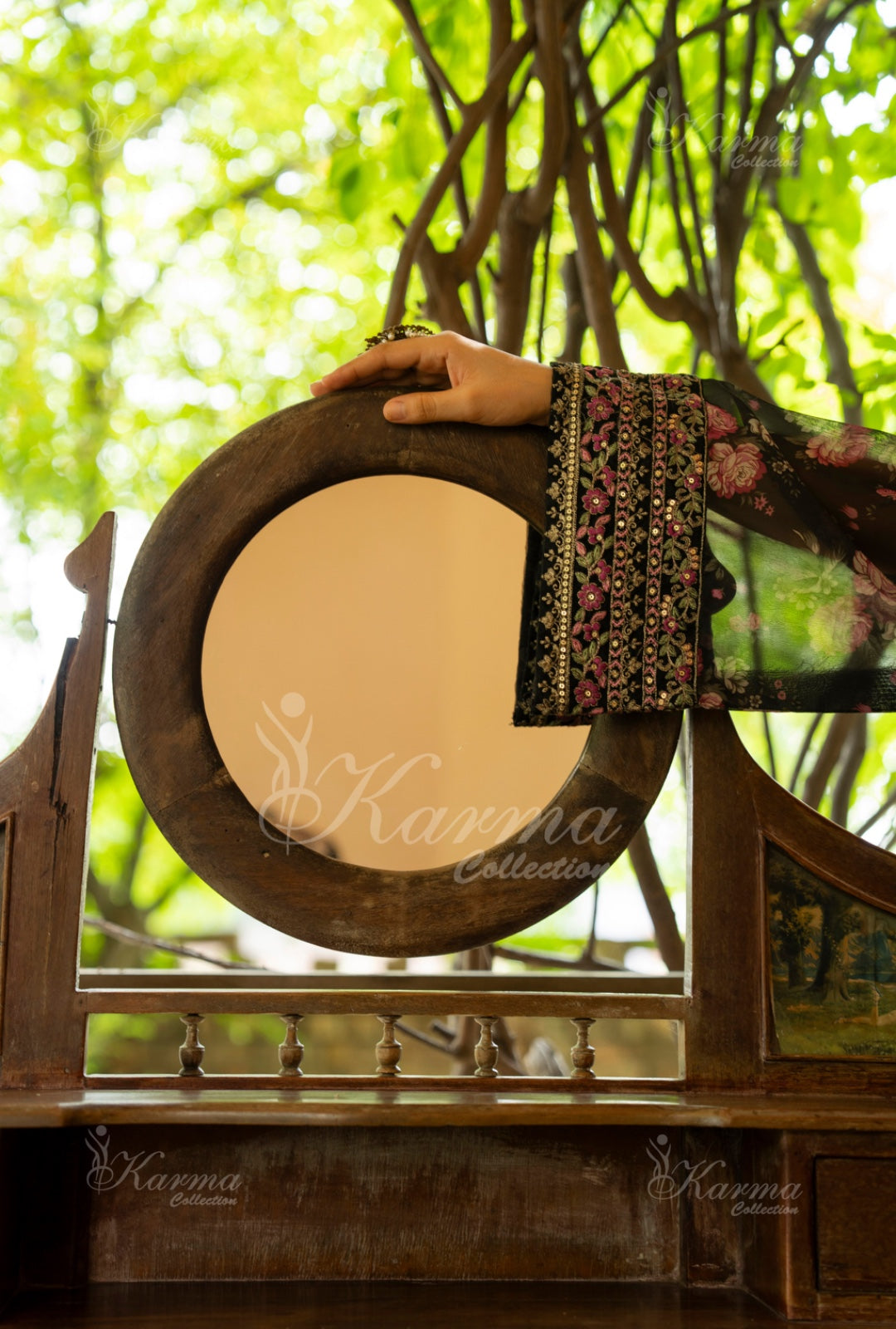 Karma Embroidered  Shirt with Matte Thread Work KNC05