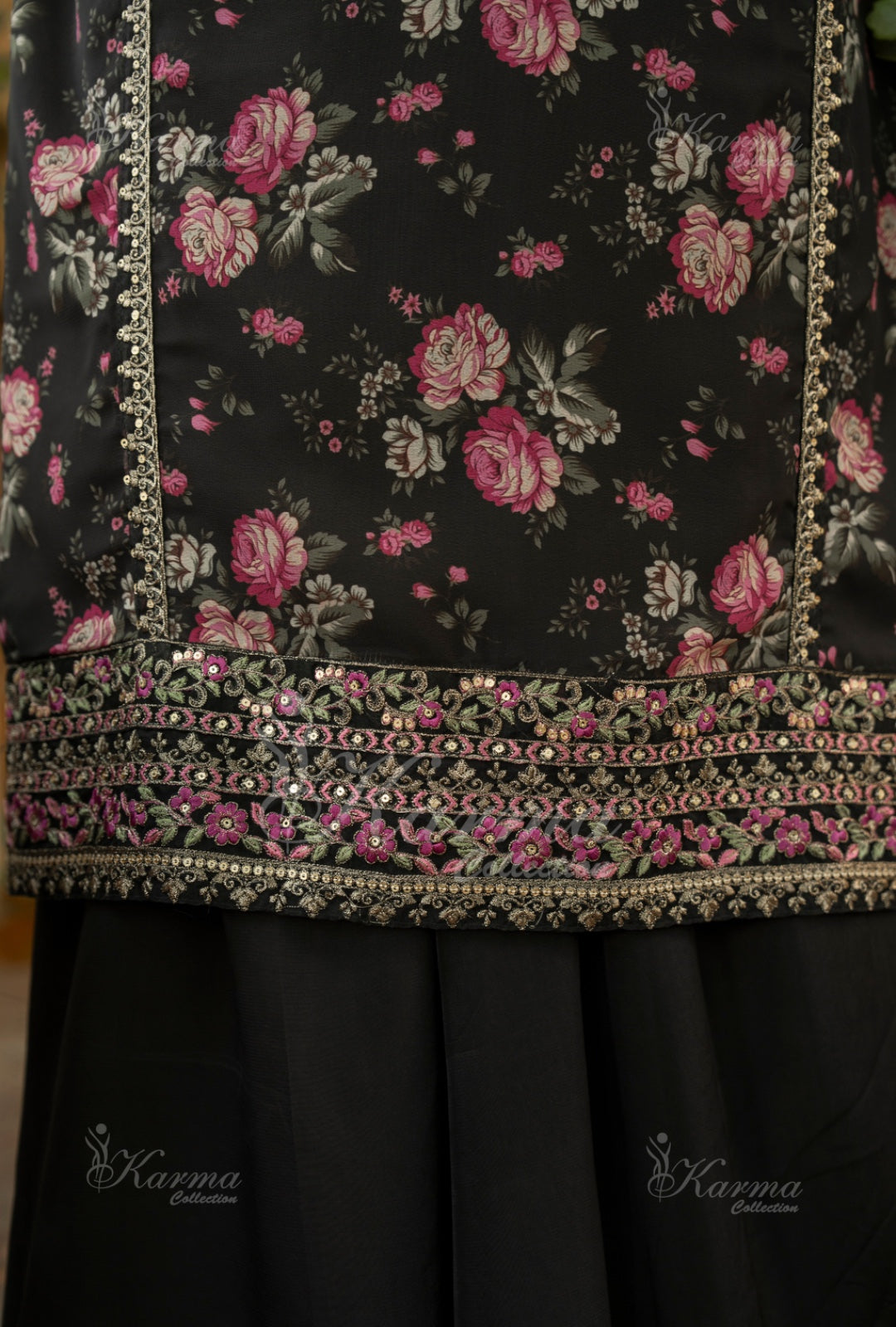 Karma Embroidered  Shirt with Matte Thread Work KNC05