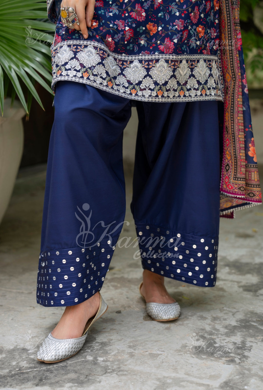 Karma Embroidered  Shirt with Matte Thread Work KNC06