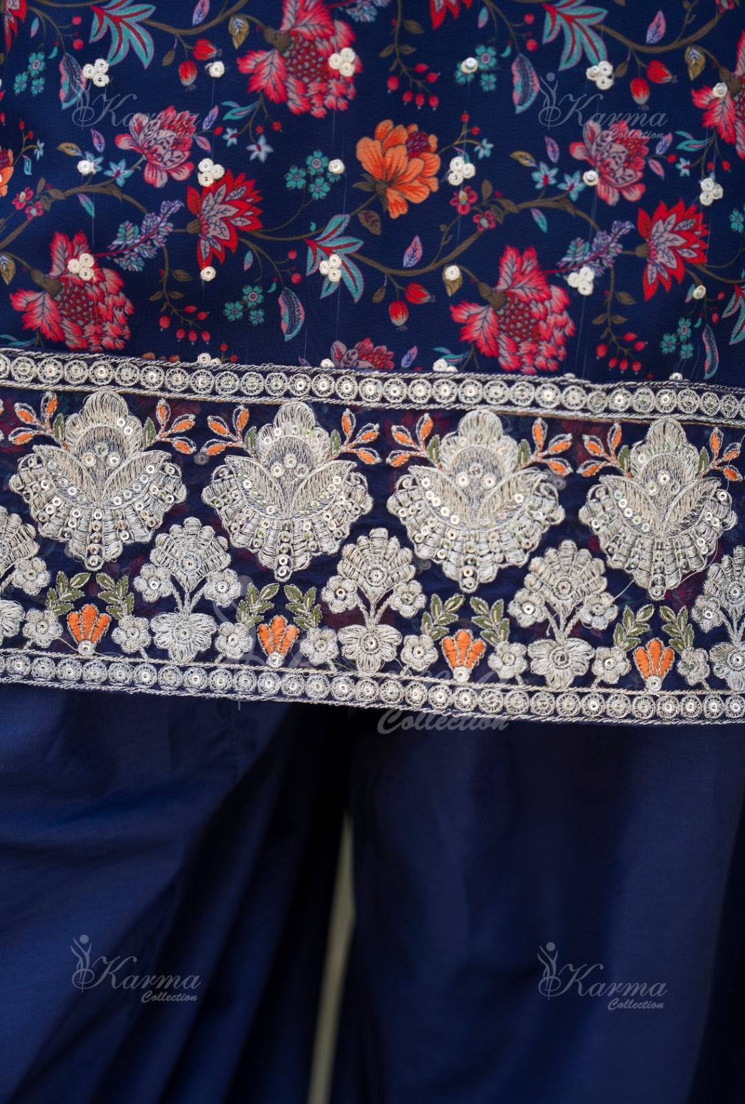 Karma Embroidered  Shirt with Matte Thread Work KNC06