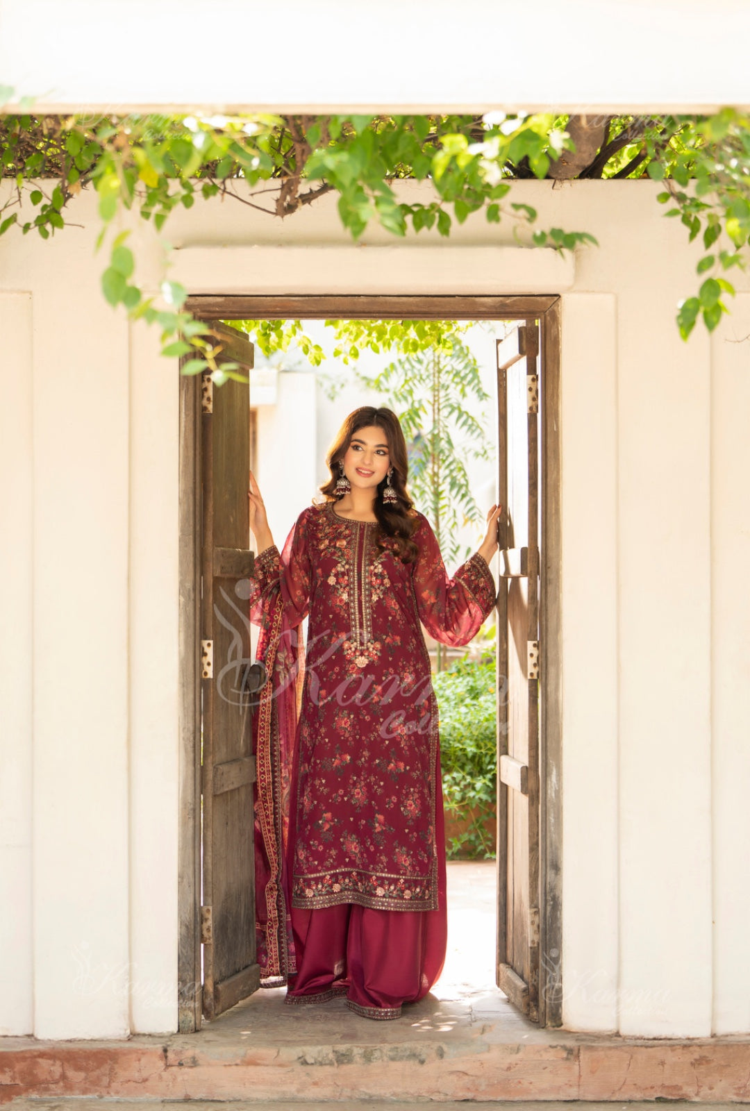 Karma Embroidered  Shirt with Matte Thread Work KNC07