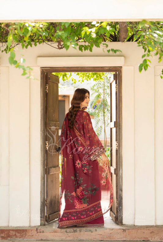 Karma Embroidered  Shirt with Matte Thread Work KNC07