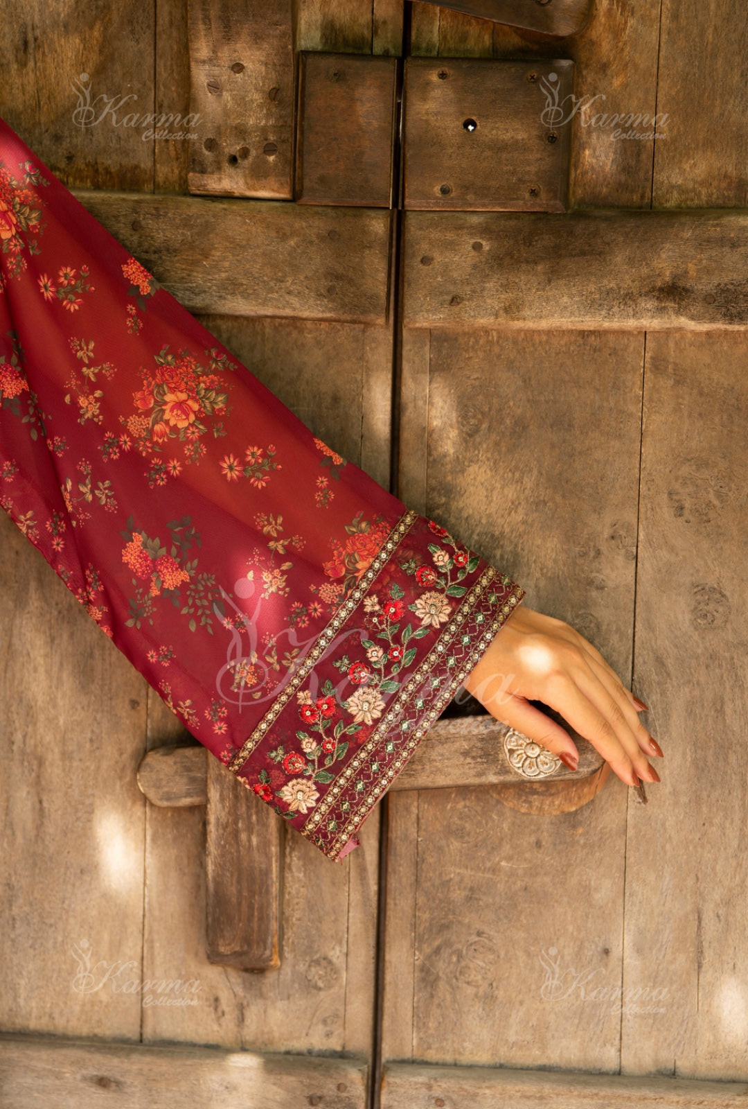 Karma Embroidered  Shirt with Matte Thread Work KNC07