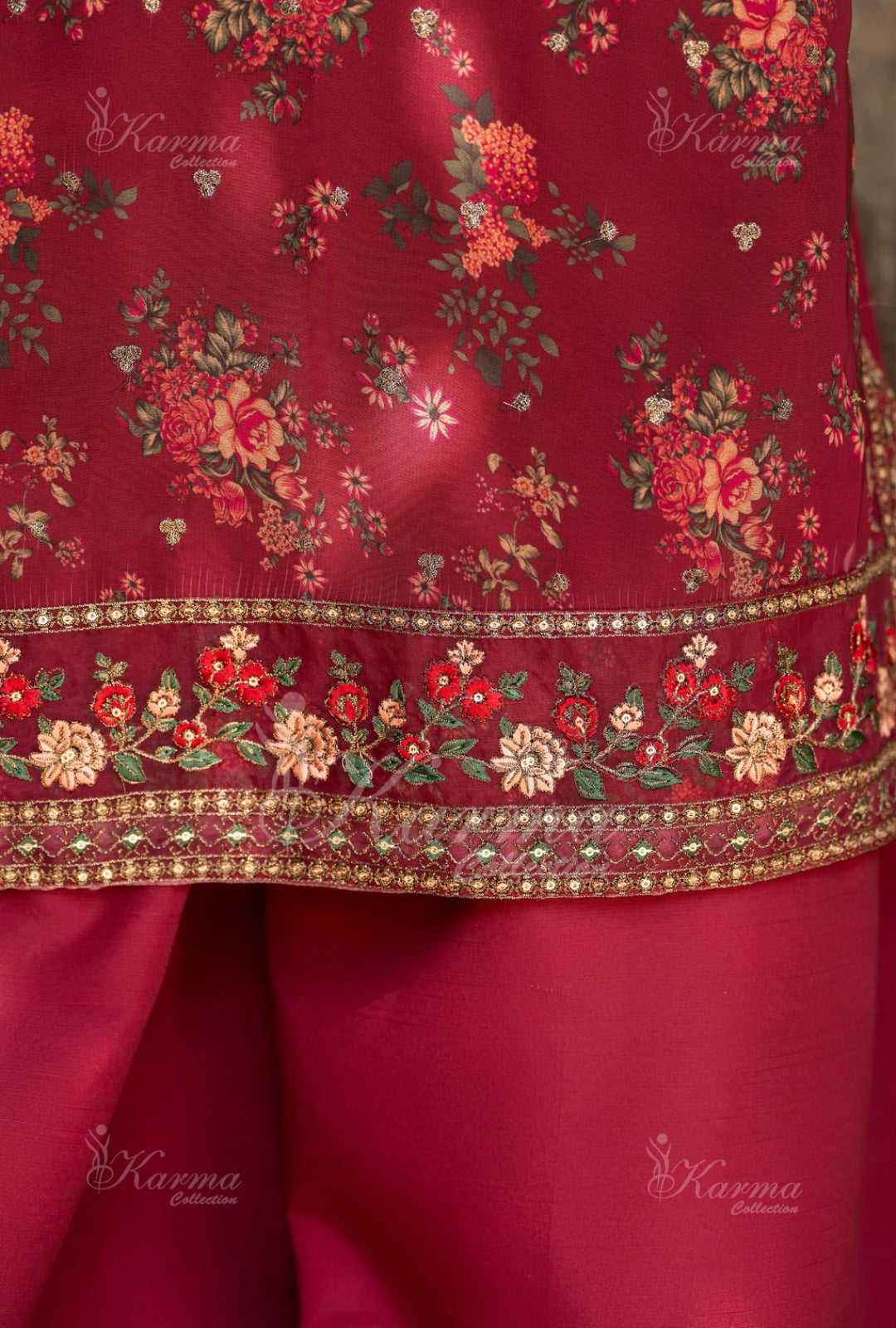 Karma Embroidered  Shirt with Matte Thread Work KNC07