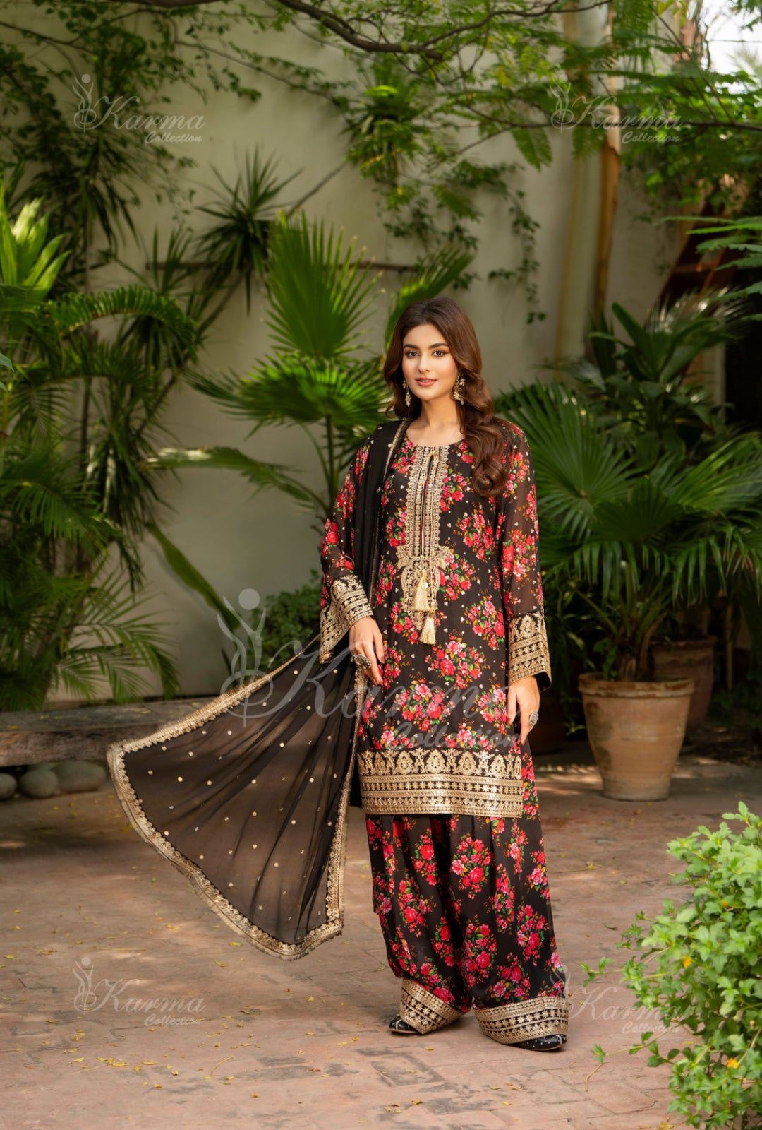 Karma Embroidered  Shirt with Matte Thread Work KNC08