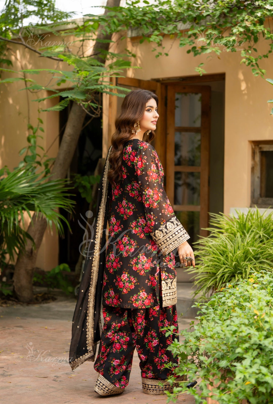 Karma Embroidered  Shirt with Matte Thread Work KNC08