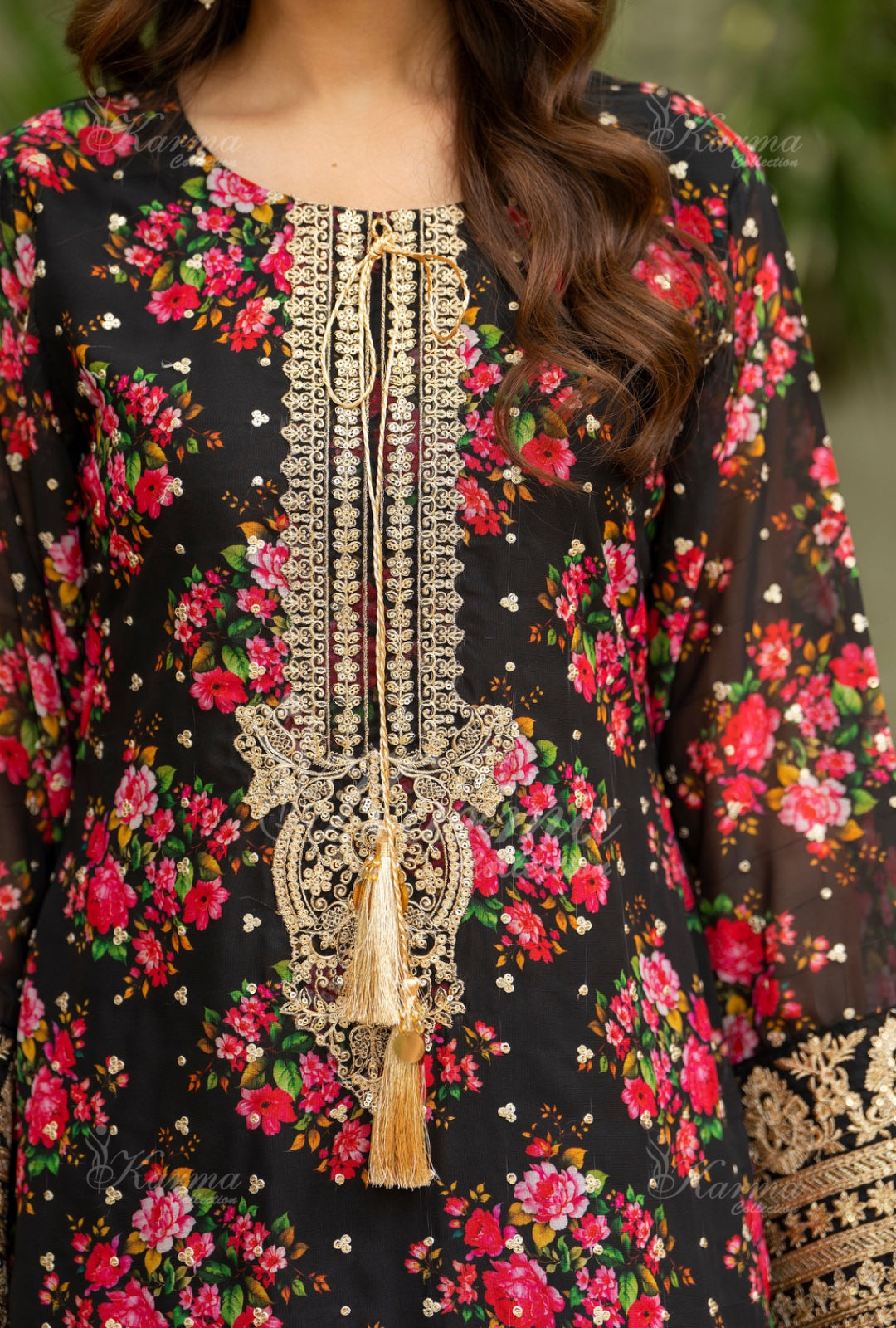 Karma Embroidered  Shirt with Matte Thread Work KNC08