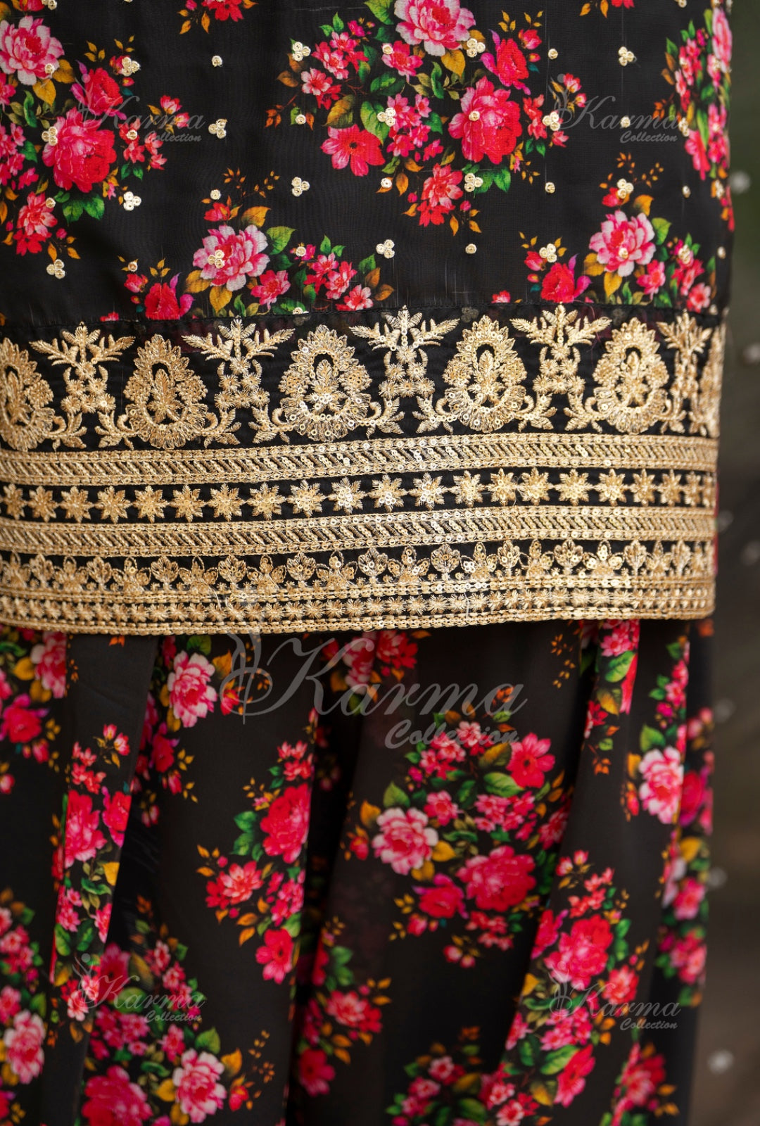 Karma Embroidered  Shirt with Matte Thread Work KNC08