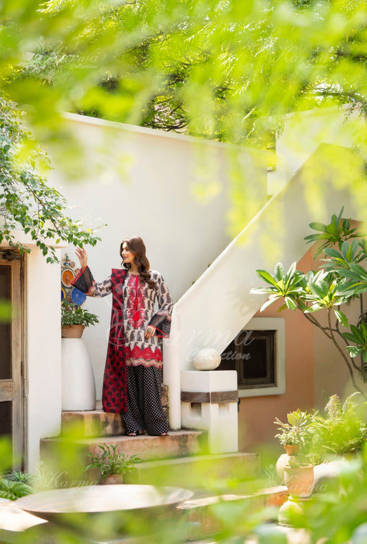 Karma Embroidered  Shirt with Matte Thread Work KNC 09