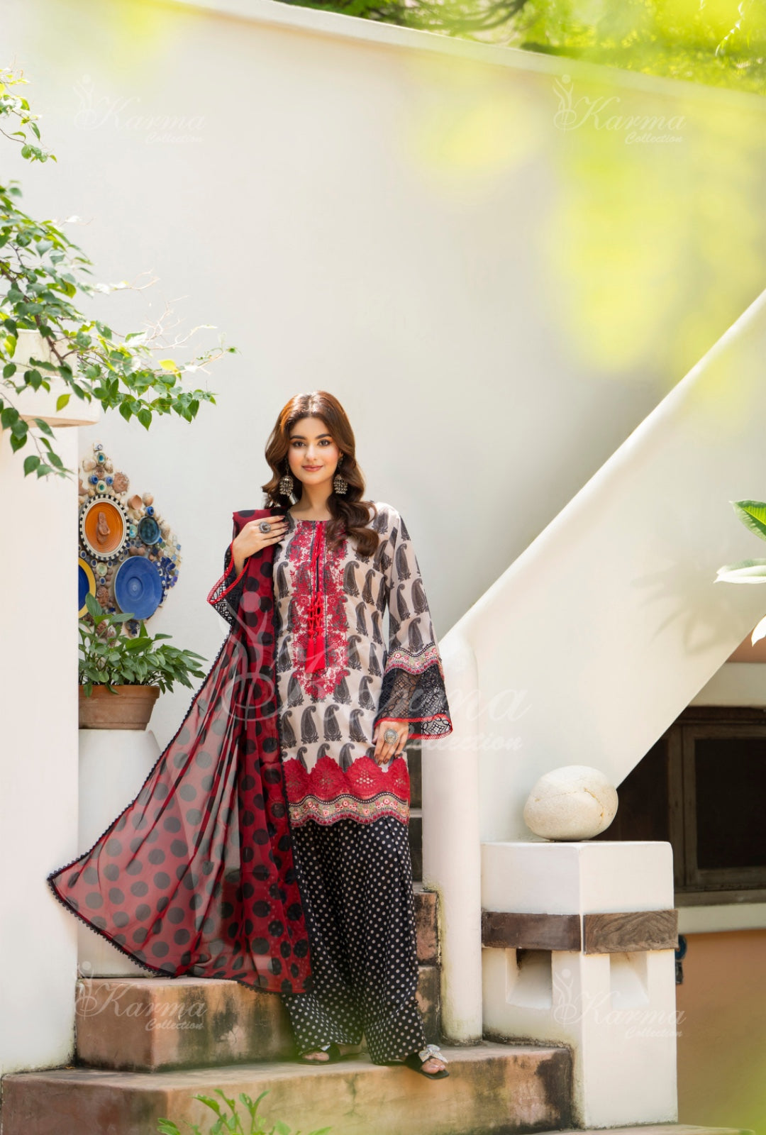 Karma Embroidered  Shirt with Matte Thread Work KNC 09