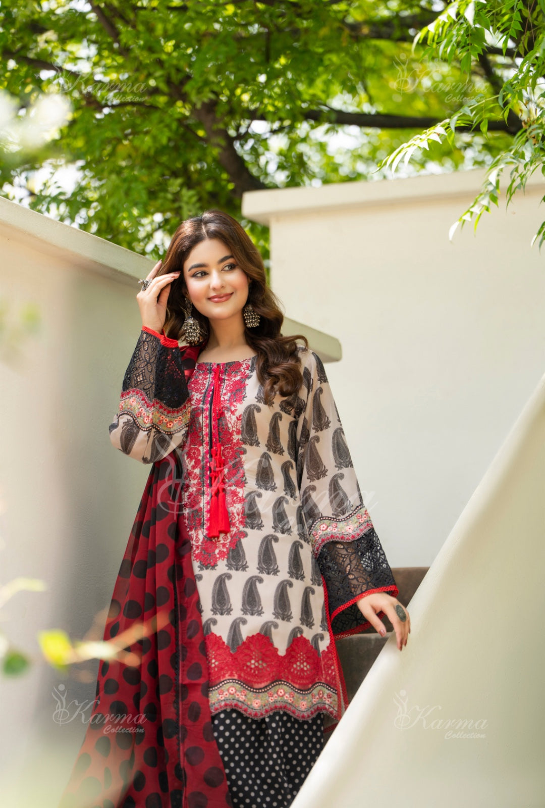 Karma Embroidered  Shirt with Matte Thread Work KNC 09