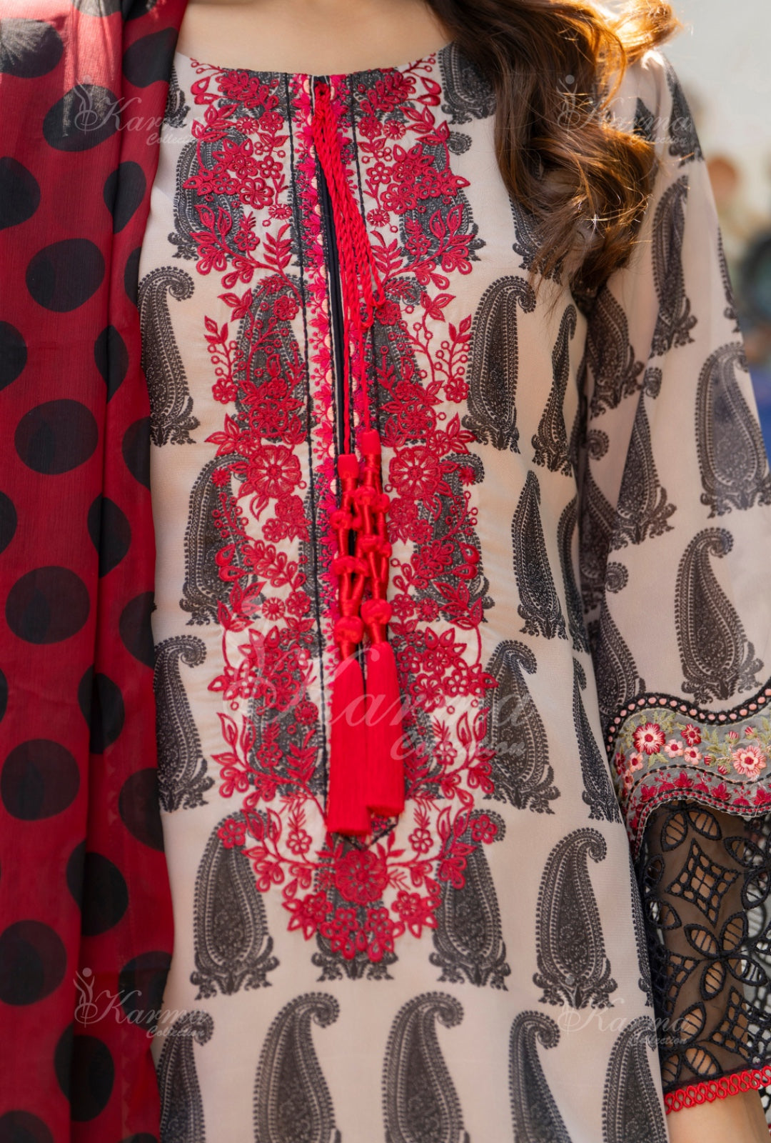 Karma Embroidered  Shirt with Matte Thread Work KNC 09