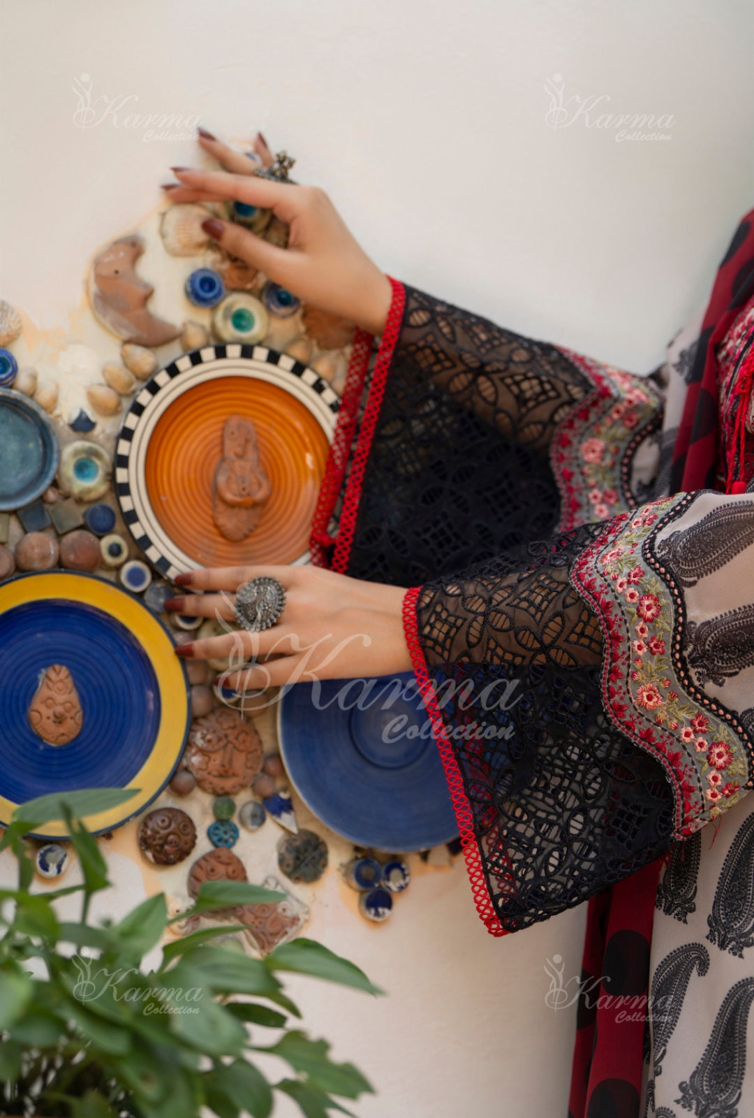 Karma Embroidered  Shirt with Matte Thread Work KNC 09