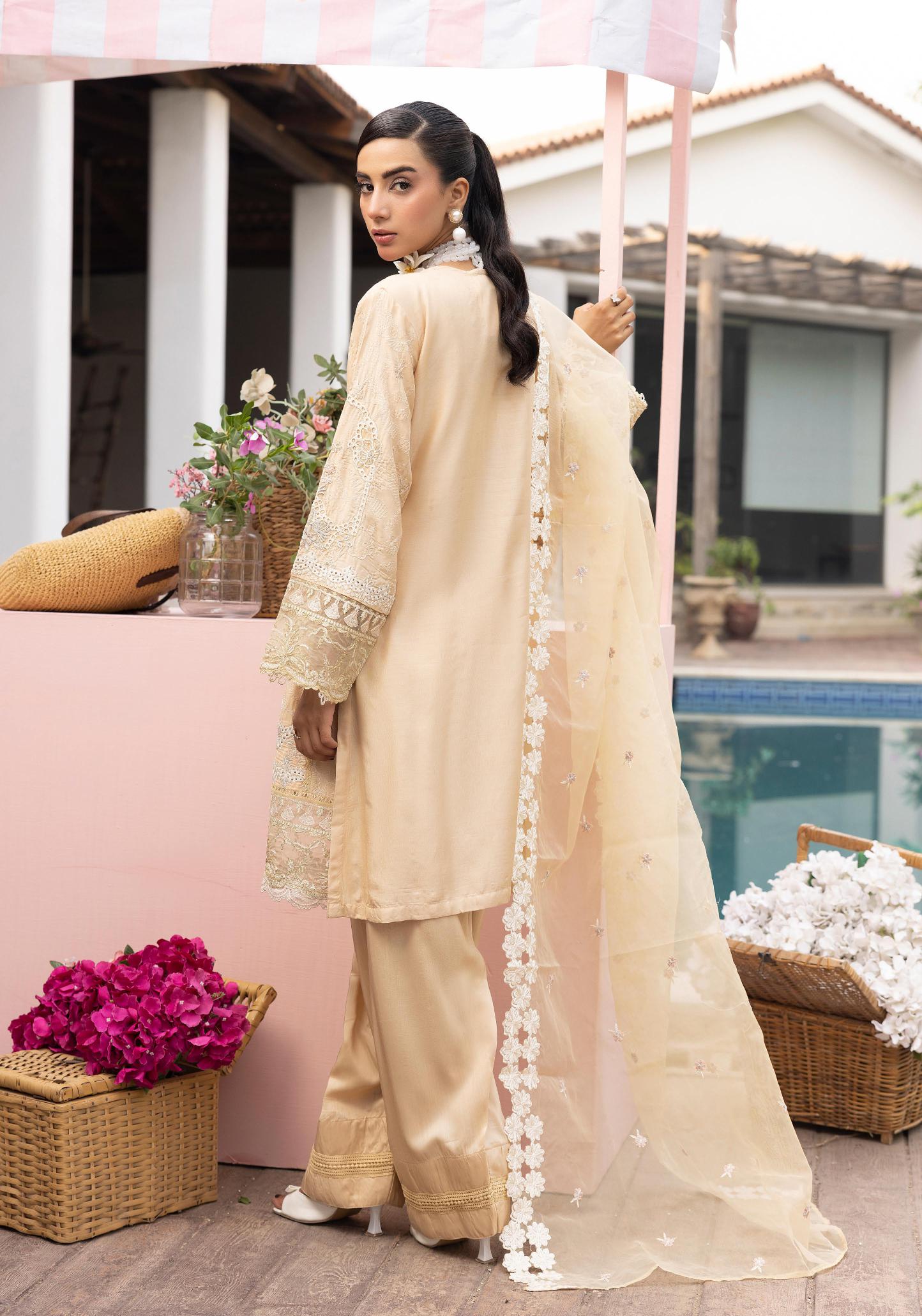 SIMRANS Khaas premium 3 piece mummy & me Ledies Beige Eid outfit