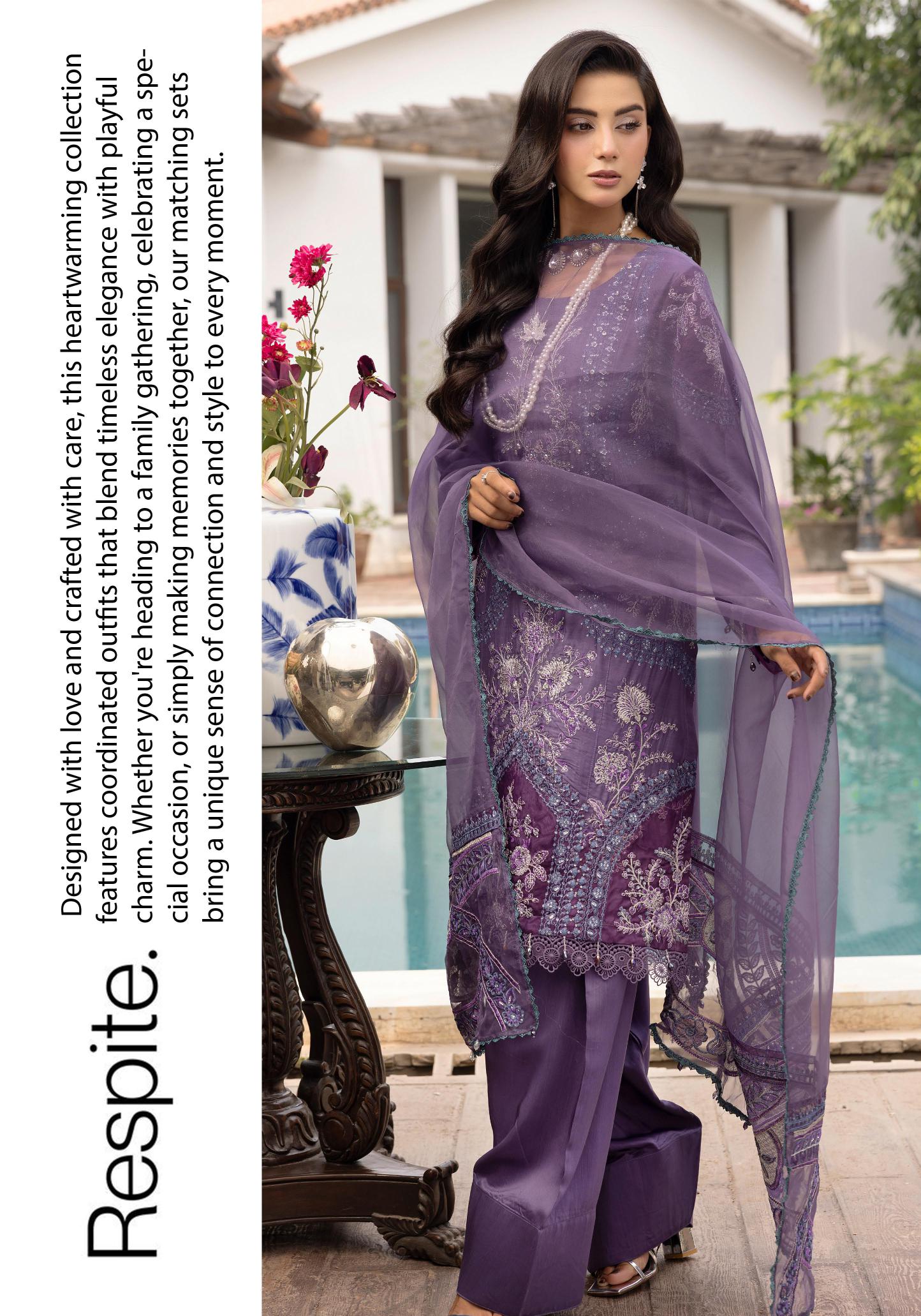 SIMRANS Khaas premium 3 piece mummy & me Ledies purple Eid outfit