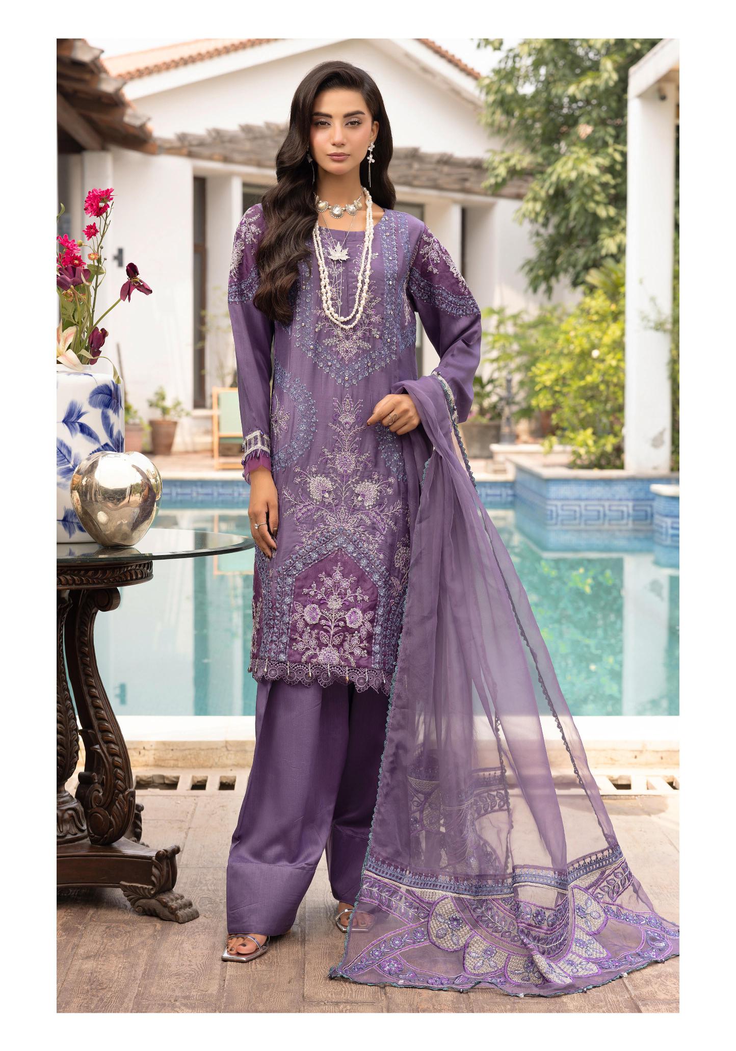 SIMRANS Khaas premium 3 piece mummy & me Ledies purple Eid outfit
