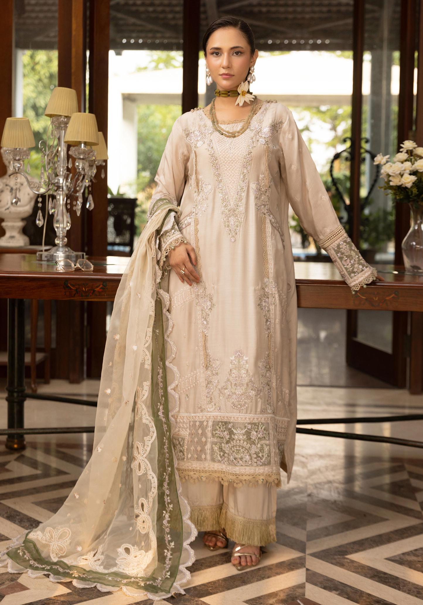 SIMRANS Khaas premium 3 piece mummy & me Ledies beige Eid outfit.