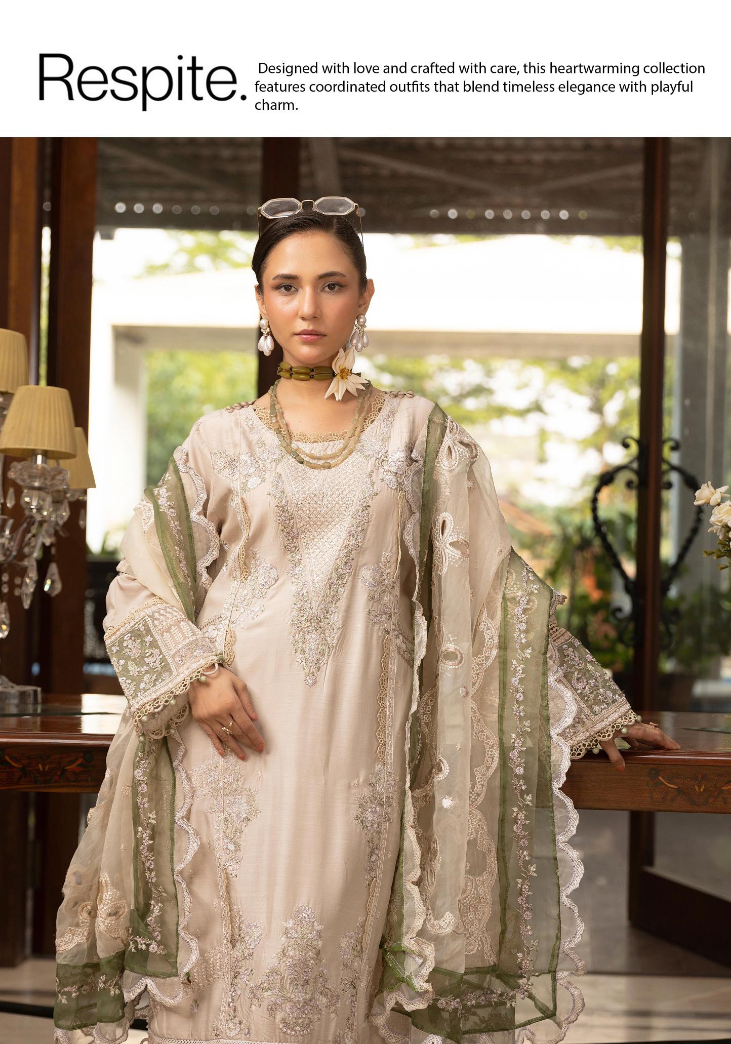 SIMRANS Khaas premium 3 piece mummy & me Ledies beige Eid outfit.