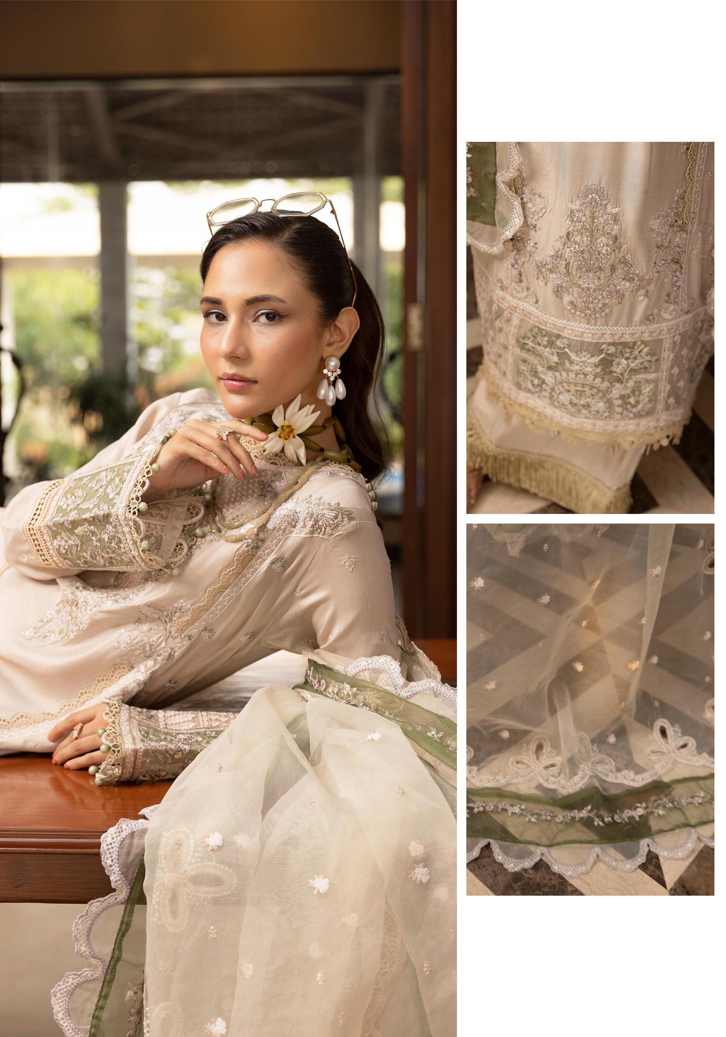 SIMRANS Khaas premium 3 piece mummy & me Ledies beige Eid outfit.
